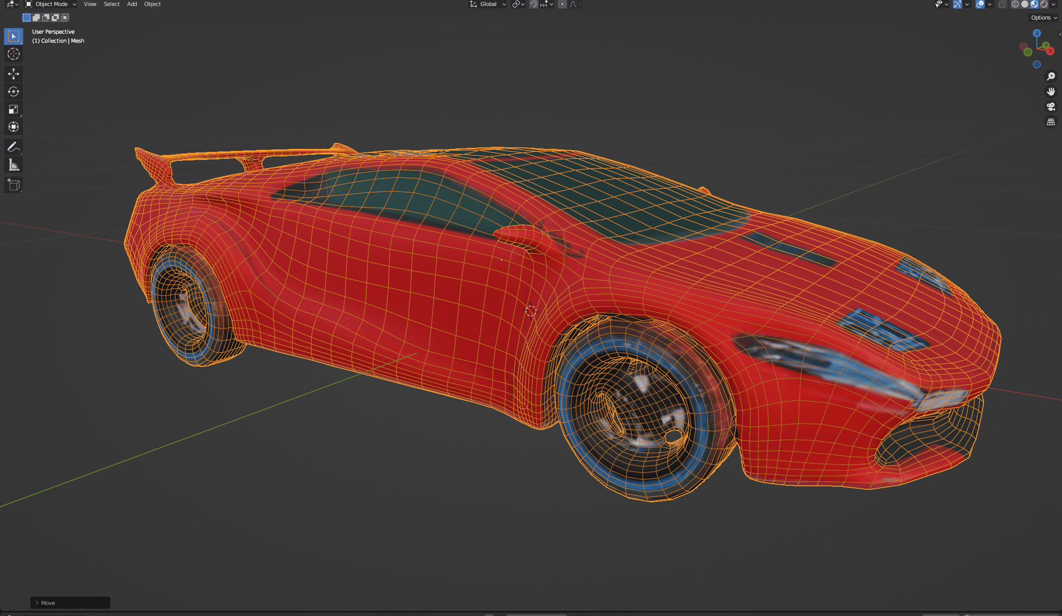 screenshot showing a 3D model of a sports car created by AI